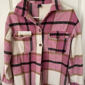 Shein Pink fleece shacket